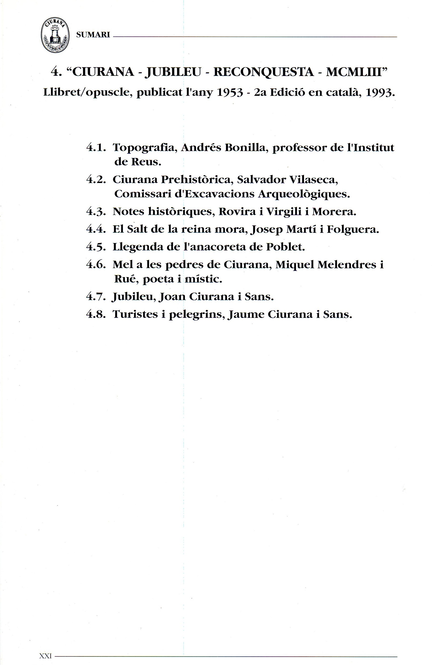 Aportació a la història Ciurana : Als 40 anys del VIIIè centenari de la Reconquesta - Miniatura 5